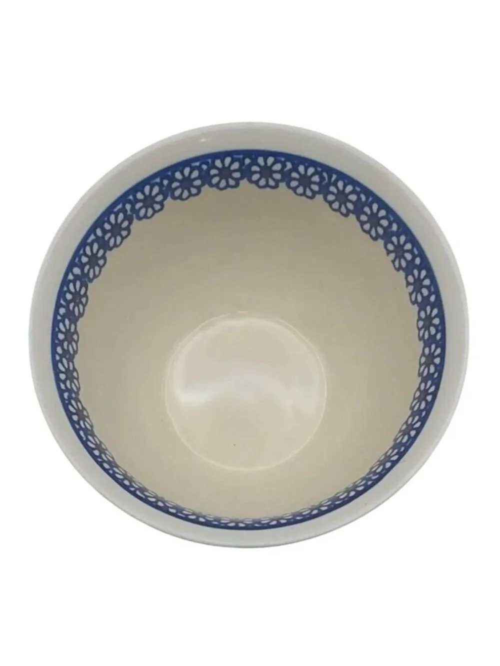 Hand Made Boleslawiec Pottery Cobalt Blue Daisy Stoneware Mixing Bowl Floral 4G